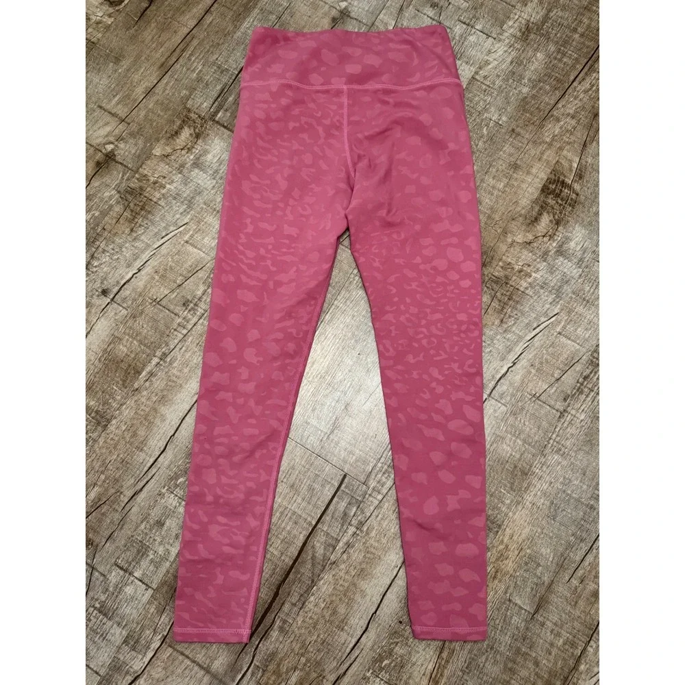 Urban Daizy Womens Pink Leopard Print High Waisted Leggings Small